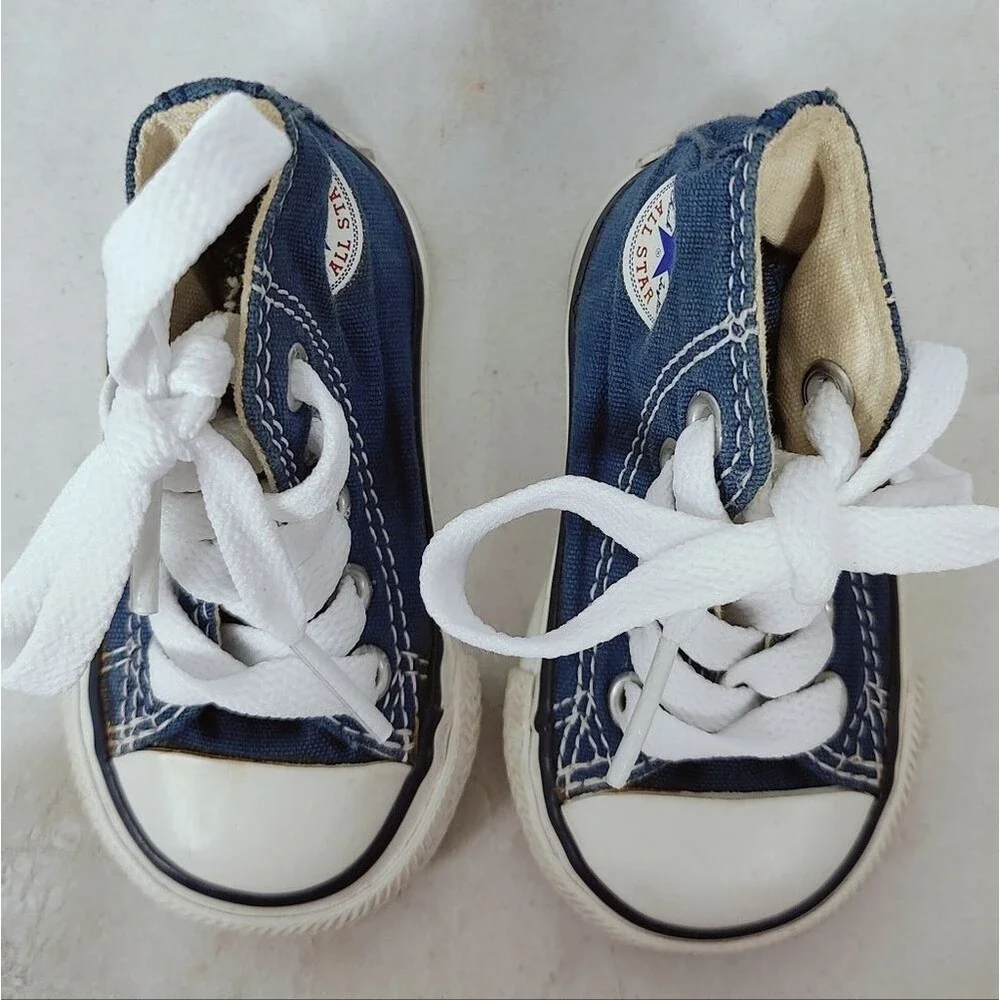 Converse Baby Infant Chuck Taylor All Star Hi Shoes Navy White, Sz 2